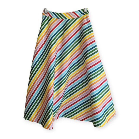 Collectif Modcloth Rainbow Stripe Retro Rockabilly 50s Vintage A-Line Skirt S - Picture 2 of 11